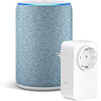 Amazon Echo (3.ª generación)- Tela de color añil + Amazon Smart Plug (enchufe inteligente wifi)- compatible con Alexa